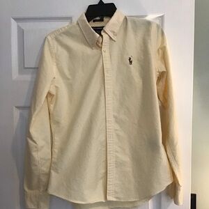 Ralph Lauren Sport Men's Slim Fit Shirt SZ 10 Yellow Striped Long Sleeve Button